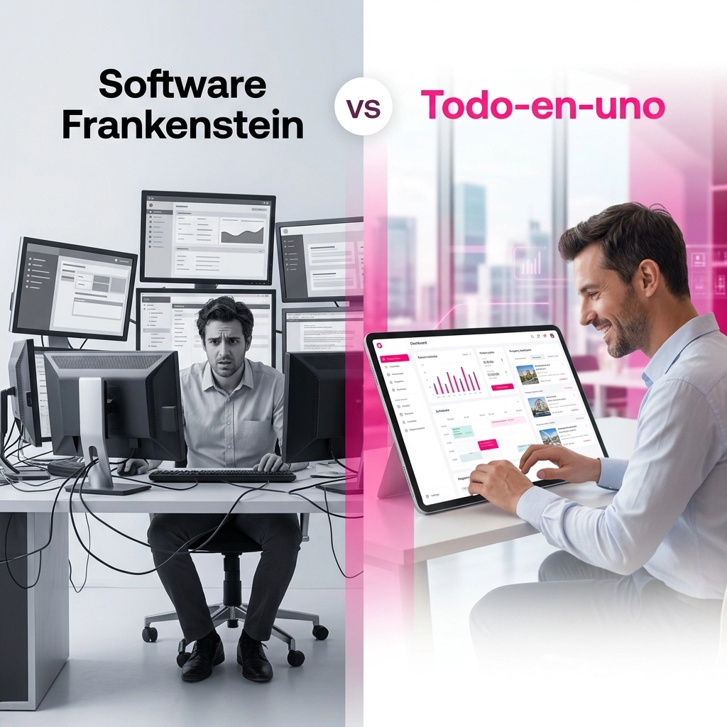 Software «Frankenstein» vs Todo-en-uno: El futuro de la gestión inmobiliaria